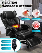 Big And Tall Executive Office Chair, 800 Lbs, 8-Node Massage, Heat, PU Leather, Adjustable Footrest