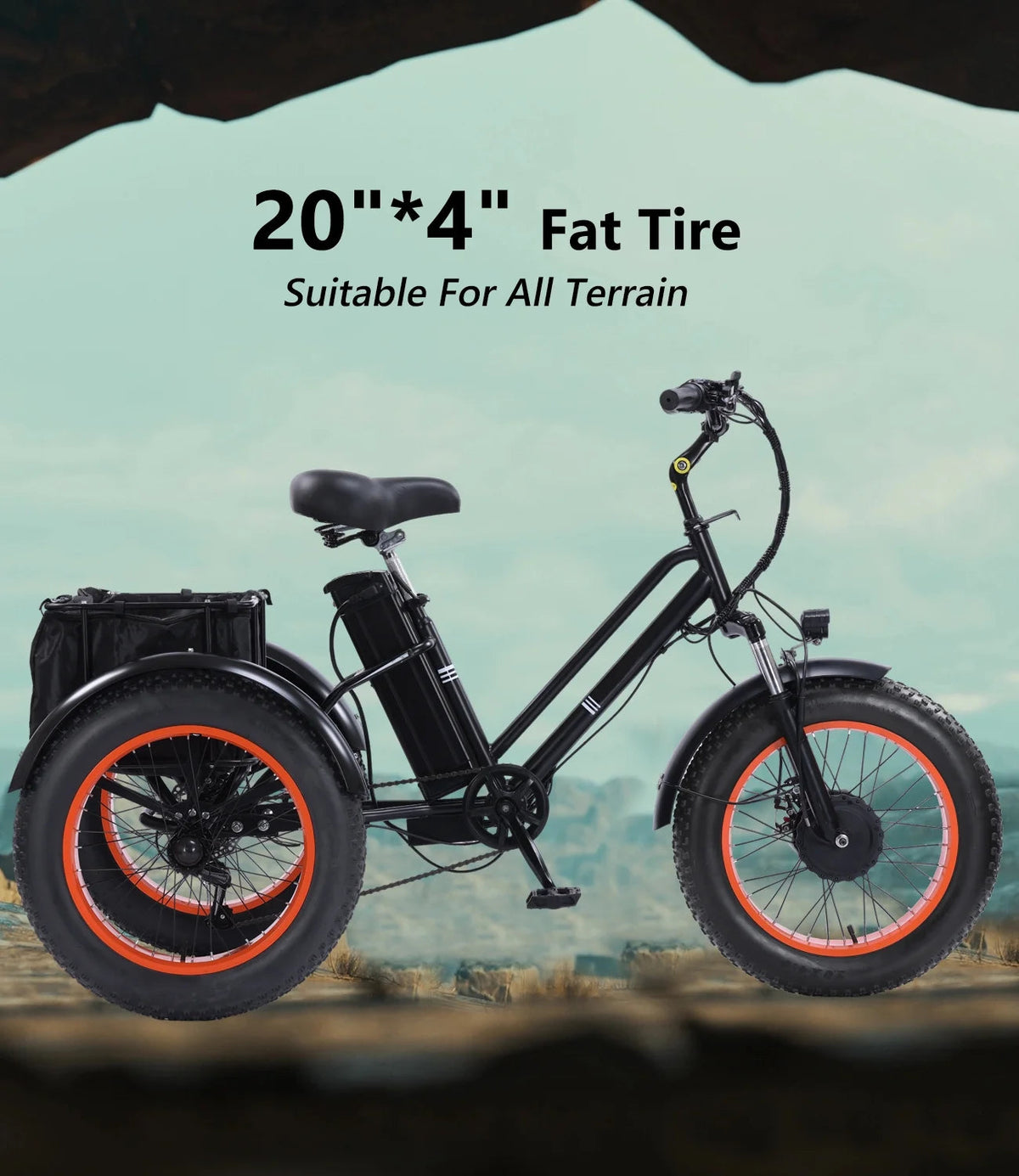 YEBEI Folding Electric Tricycle for Adults, 500W Motor, 48V15AH Lithium Battery, 20 x 4.0 in Fat Tires