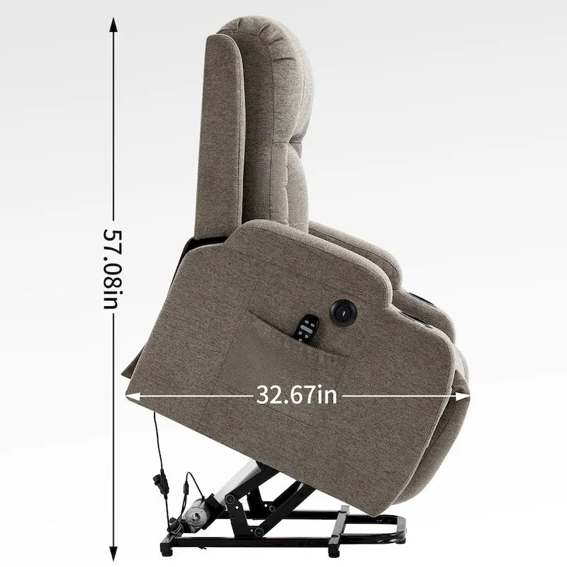 Lazy Boy Power Lift Recliner Chair With Massage, Lumbar Heating, USB Port And Cup Holders - Single Motor