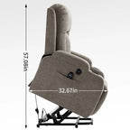 Lazy Boy Power Lift Recliner Chair With Massage, Lumbar Heating, USB Port And Cup Holders - Single Motor
