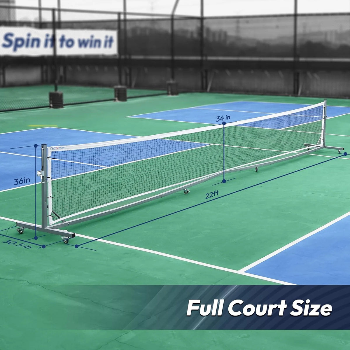 Pickleball Net System, White, Metal, 22' Wide