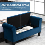 Button-Tufted Storage Ottoman Bench, Polyester and Rubberwood, 53.25in W x 17.75in D x 25.5in H