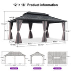 PURPLE LEAF Outdoor Hardtop Gazebo, 8' X 8', Galvanized Steel Double Roof, Aluminum Frame, Grey