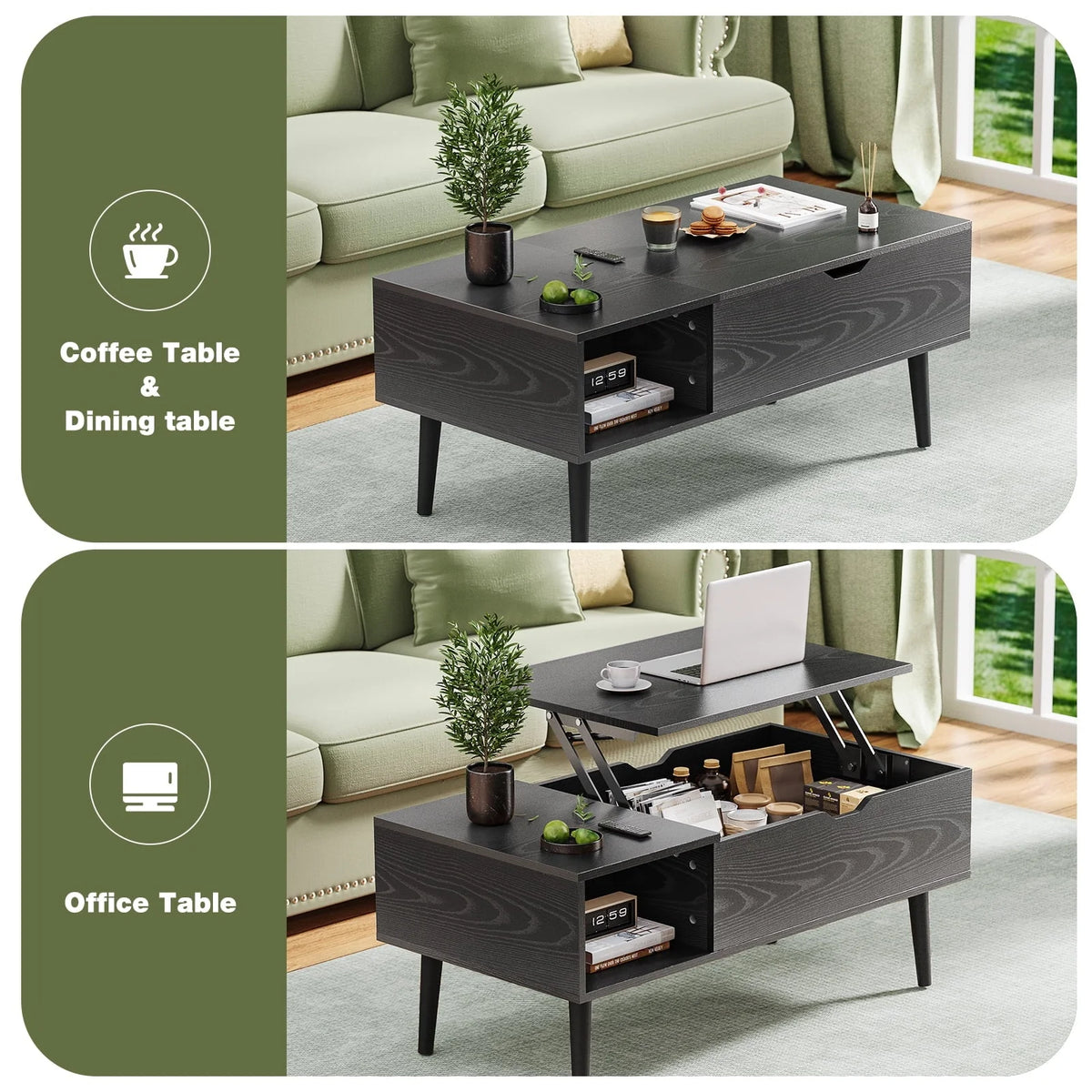 DeeHome Sweetcrispy Lift-Top Coffee Table With Hidden Storage