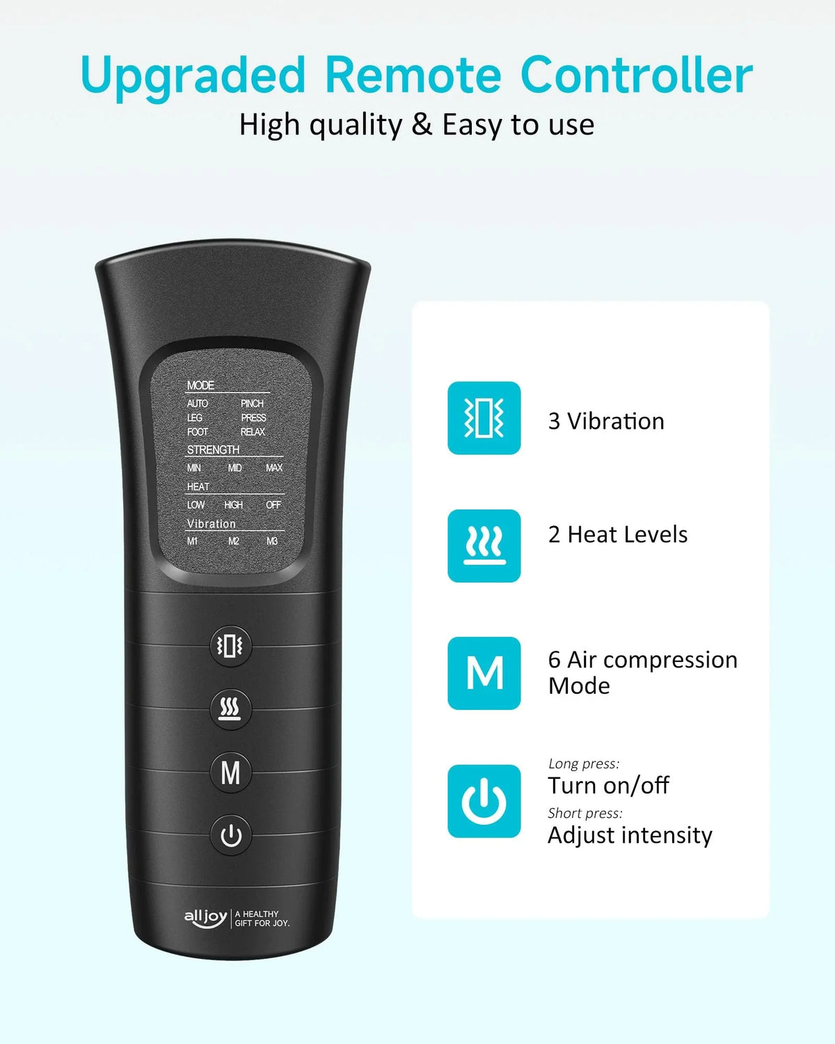 ALLJOY Leg And Foot Air Compression Massager With Heat, 6 Modes, 3 Intensities, 2 Heating Levels, 2 Extensions