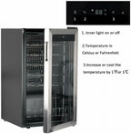 Smad Compressor Wine Cooler 3.1 Cu ft 28 Bottles Stainless Steel Door 110V - JC-88E-2 / D-JC-88E/H