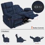 MCombo Power Reclining Loveseat With Heat, Vibration, Cupholders And USB Charge Ports - RS6314