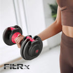 FitRx SmartBell Adjustable Dumbbell Set, 2-Pack, 25lb, 9-in-1 Quick-Select Weights, 2.5lb Increments
