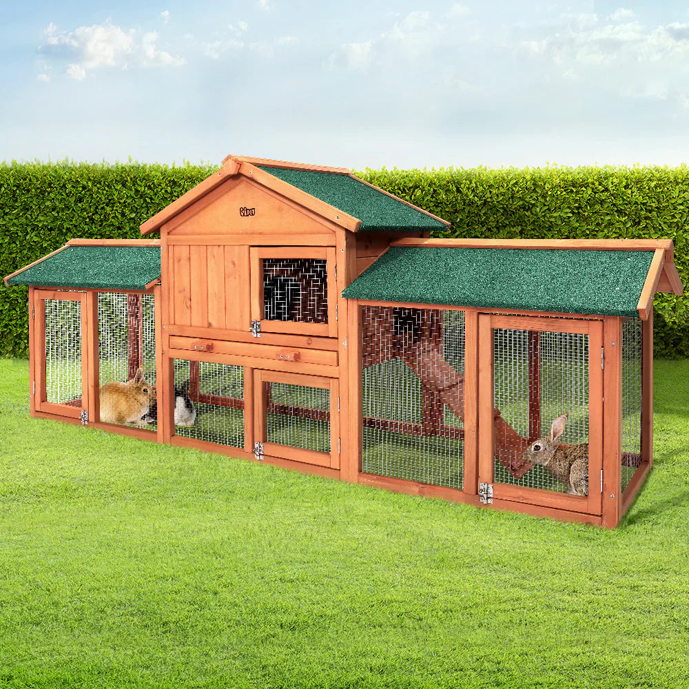 i.Pet Wooden Pet Hutch, 220 x 52 x84 cm