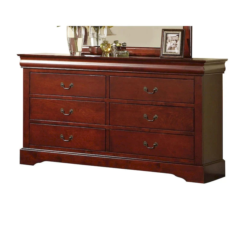 Louis Philippe III 6-Drawer Cherry Brown Dresser