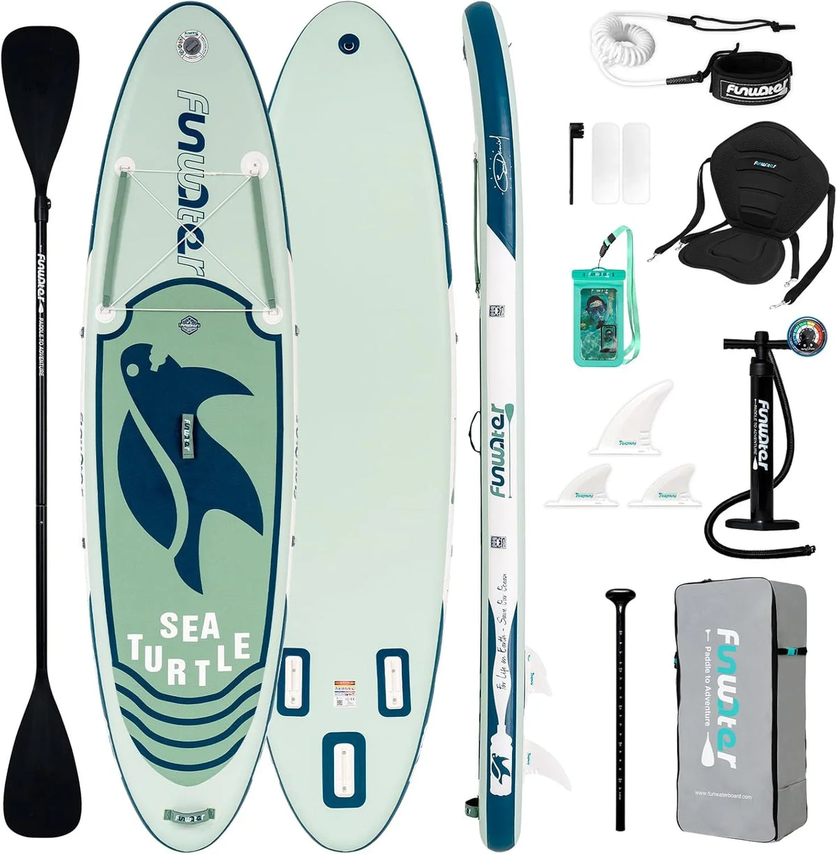 FunWater Inflatable Stand Up Paddle Board, 11 ft x 32 in x 6 in - SUP Paddle Accessories