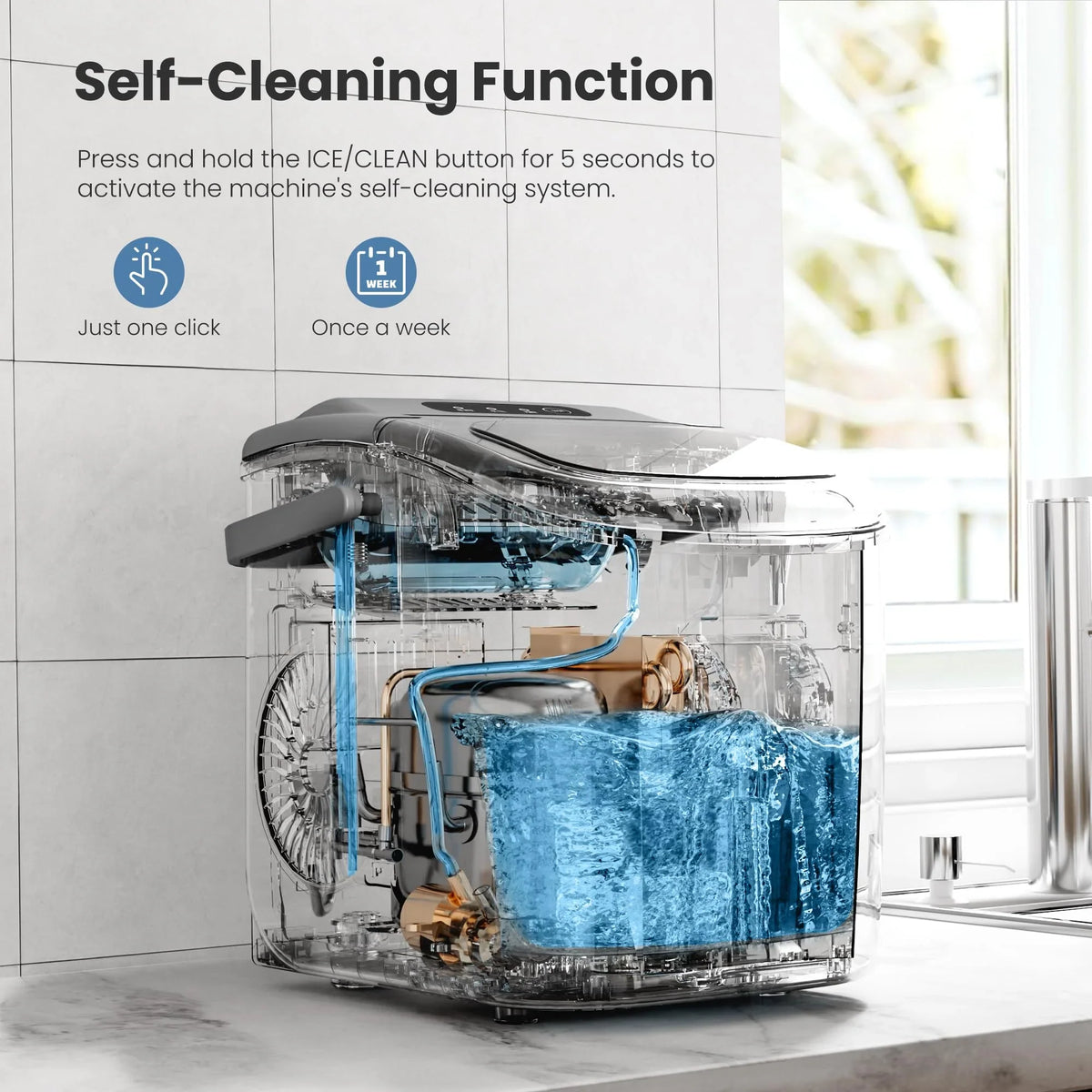 Crzoe Countertop Ice Maker With Handle, 26 Pounds - Countertop Ice Maker