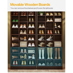 10-Tier Tall Shoe Cabinet, 30-Pair White Engineered Wood Shoe Storage Rack