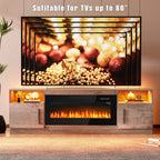 Waleaf TV Stand With 18 in Electric Fireplace And Adjustable Glass Shelves - TVs Up To 65 inch