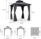 PURPLE LEAF Outdoor Hardtop Gazebo, 8' X 8', Galvanized Steel Double Roof, Aluminum Frame, Grey