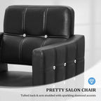 OmySalon Hydraulic Barber Chair, Black - 19.3 Inch Wide, 330Lbs Capacity