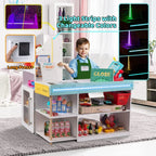 BRINJOY Kids Grocery Store Pretend Play Set With LED Lights And Acrylic Sheet, 35.6 x 24.4 x 43.3 in