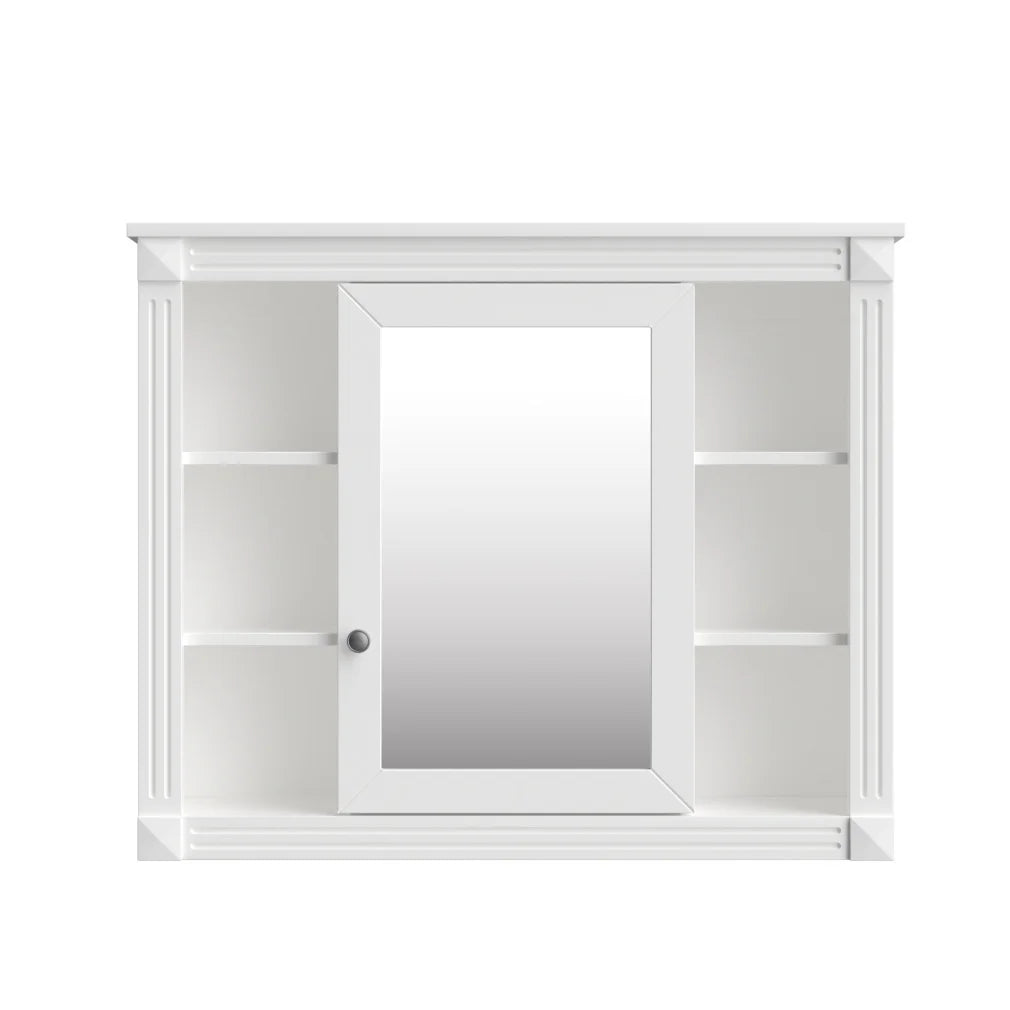 36'' Bathroom Vanity Set With Ceramic Sink Top, Mirror Cabinet, 2 Doors And 2 Drawers - Gray
