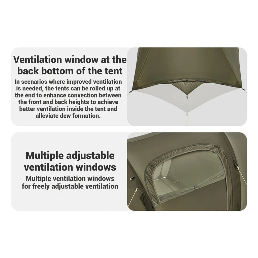 Naturehike Baluosi UL Ultralight Tunnel Hiking Tent, 15D, 2/3 Person, Olive Green - CNK2450WS036