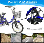 WEIMMIN Adult Folding Tricycle, 7-Speed, 20-Inch Wheels, Star-Striped Blue Frame