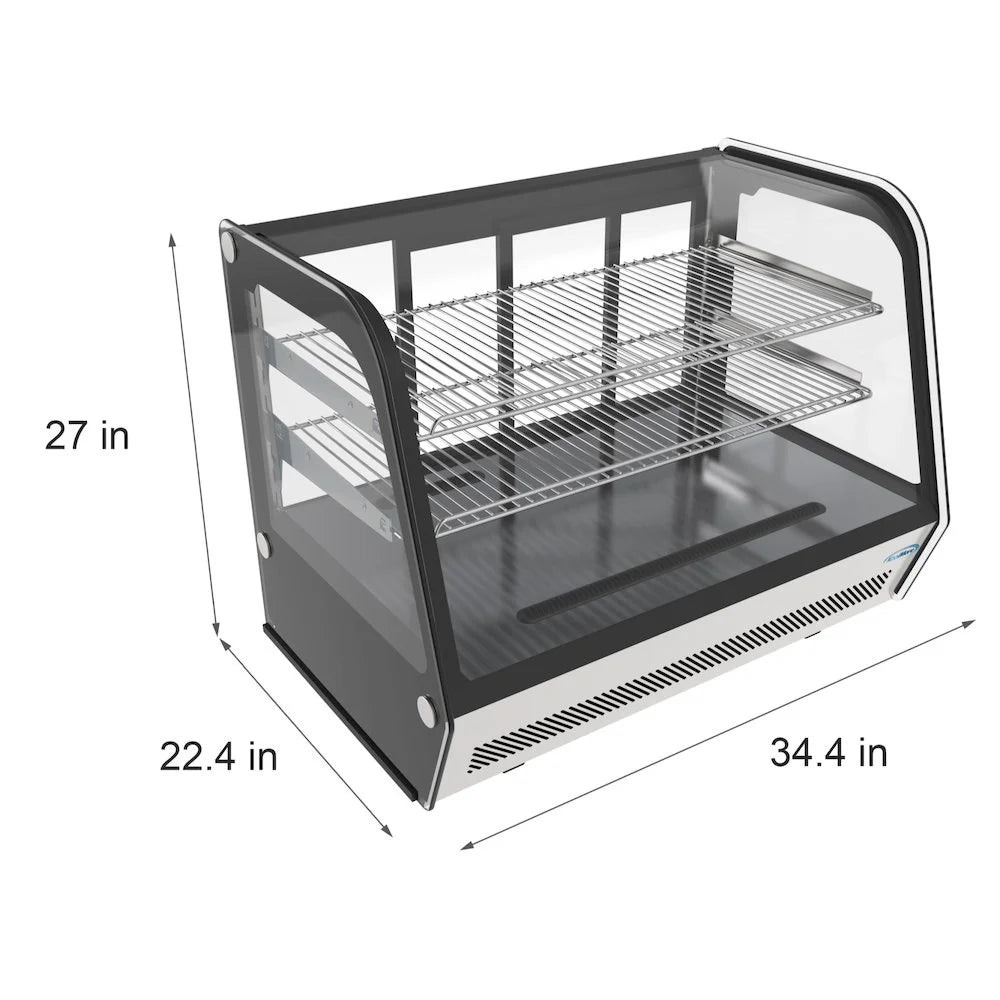 KoolMore 35 inch NSF Commercial Countertop Refrigerator Display Case, 5.6 Cu. Ft., Black And Stainless Steel - CDC-5C-BK