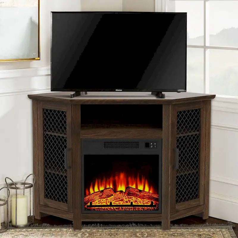45 inch Industrial Corner Electric Fireplace TV Stand Console Table - 17 Electric Fireplace
