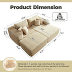 HOOOWOOO Plush L-Shaped Sectional Sofa With Removable Ottoman, 3-Piece, 80L x 69.3W x 35.4H x 59D