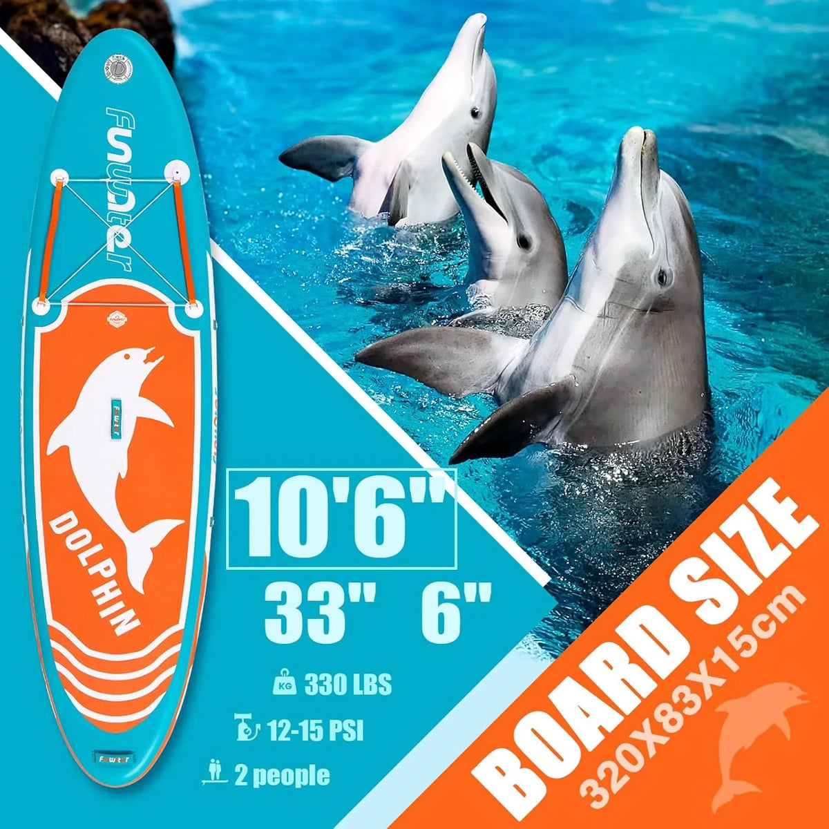 FunWater Inflatable Stand Up Paddle Board, 11 ft x 32 in x 6 in - SUP Paddle Accessories