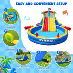 Inflatable Water Slide Bounce House With 550 W Blower, 8-In-1, 467 x 367 x 257 cm