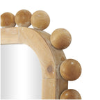 Brown Fir Wood Beaded Frame Wall Mirror 23.50in L x 1.50in W x 45.38in H