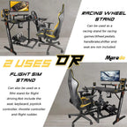 Marada Flight Simulator and Racing Wheel Stand, Adjustable, Carbon Steel - Fits Thrustmaster HOTAS Warthog