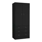 Devali Blue Double-Door Armoire With 3 Drawers And 1 Hanging Rod