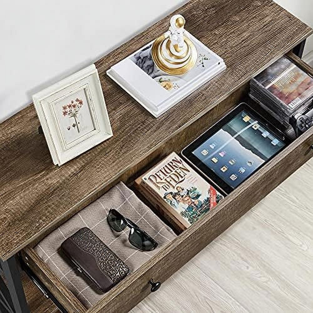 MQLIFEBOOM Console Table With Drawer And 3 Tier Shelves - Metal Frame