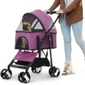 NiamVelo 3-in-1 Detachable Pet Stroller With 4 Wheels, Purple