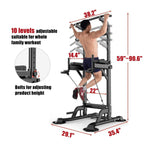 PROHIKER Power Tower Dip Station With Backrest And Resistance Band, Black