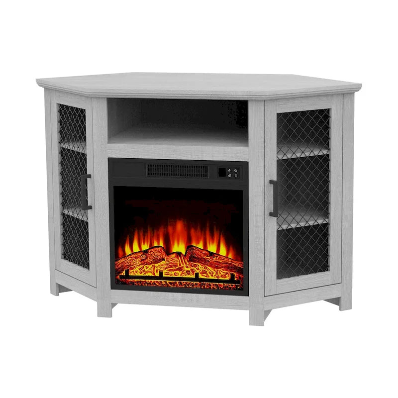 45 inch Industrial Corner Electric Fireplace TV Stand Console Table - 17 Electric Fireplace