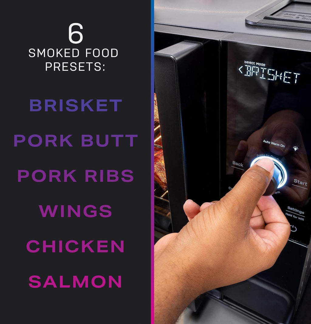 GE Profile Smart Indoor Pellet Smoker With Active Smoke Filtration, 5 Smoke Settings, WiFi Connected - Black