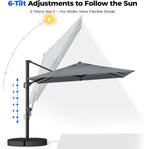 HOMSHADE Cantilever Patio Umbrella, 9x12FT, Grey, Aluminum, 360 Degree Rotation, 6 Tilts