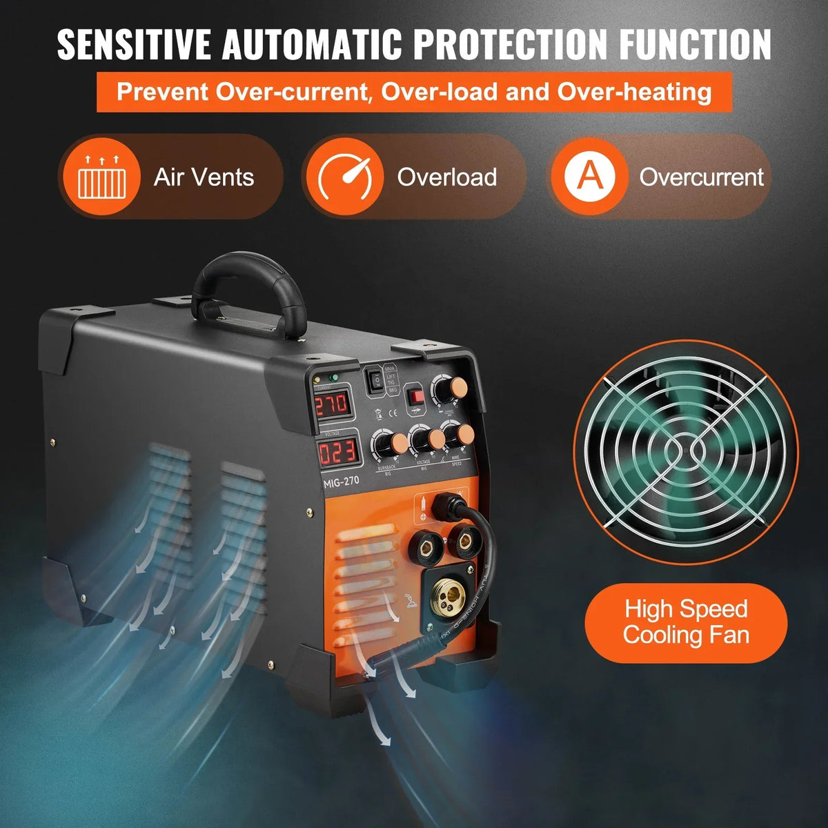 BENTISM 270A 110V Flux Core MIG/TIG/MMA 3-in-1 Welder - MIG-270