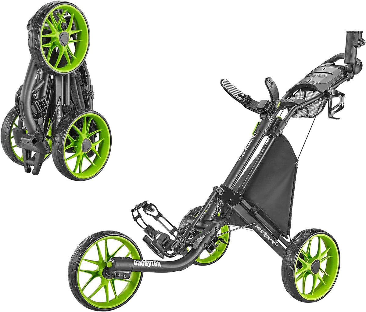 3-Wheel Foldable Golf Push Cart With Foot Brake - CaddyLite EZ V8