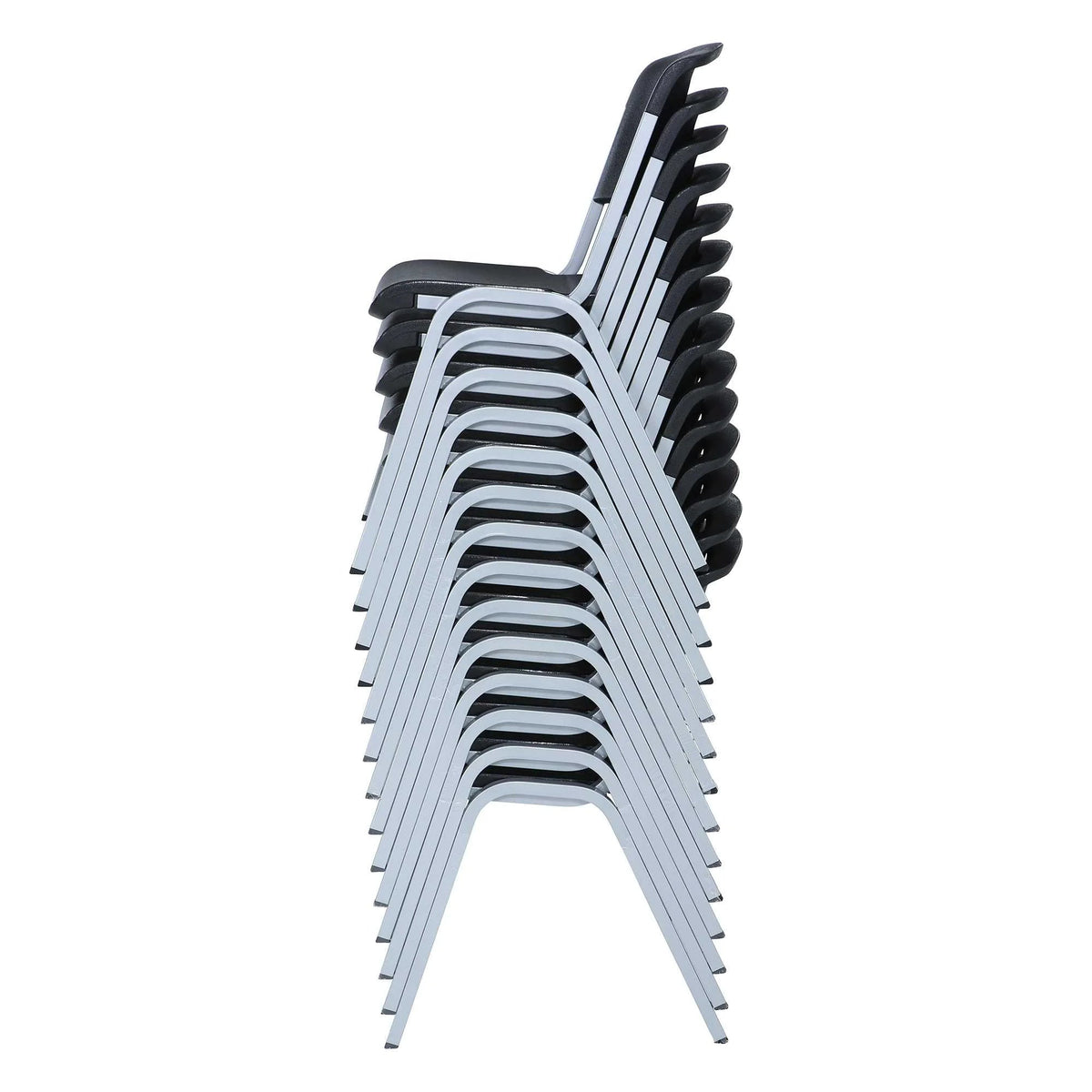 Lifetime Steel-Framed Indoor/Outdoor Commercial Grade Stacking Chairs, Black & Silver, Set Of 14 - 80569