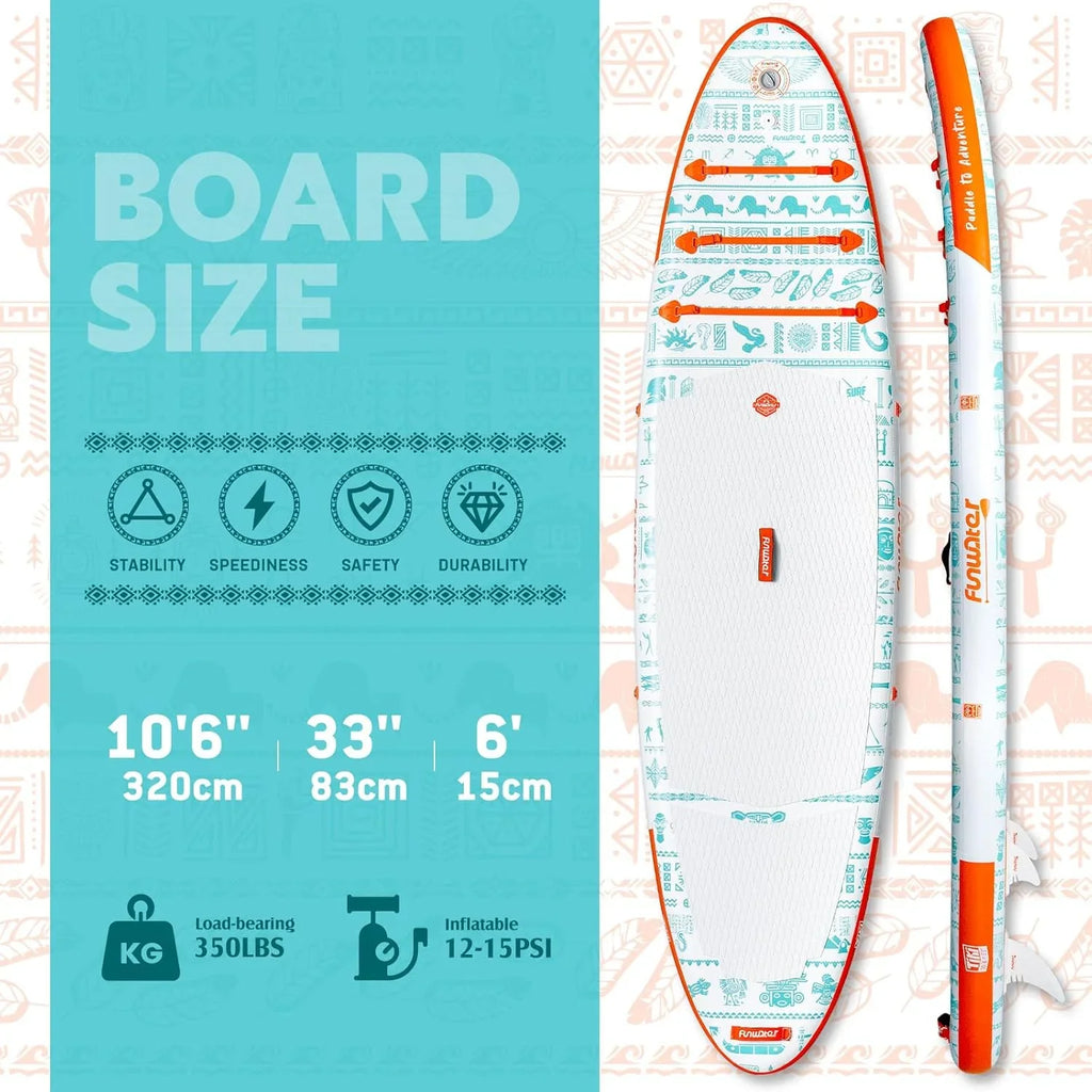 FunWater Inflatable Stand Up Paddle Board, 11 ft x 32 in x 6 in - SUP Paddle Accessories