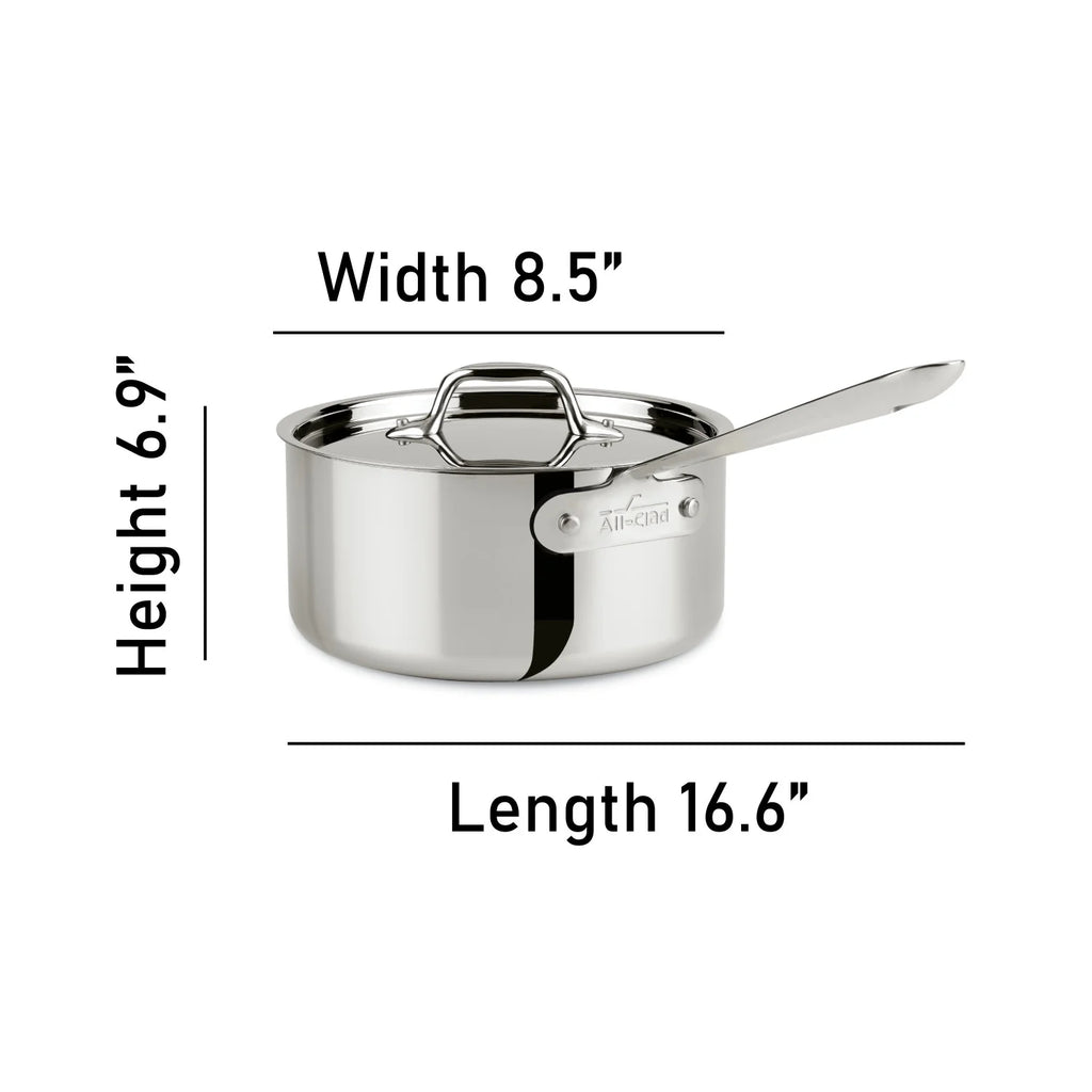 All-Clad D3 Stainless 3-Ply Bonded 3 Quart Saucepan With Lid