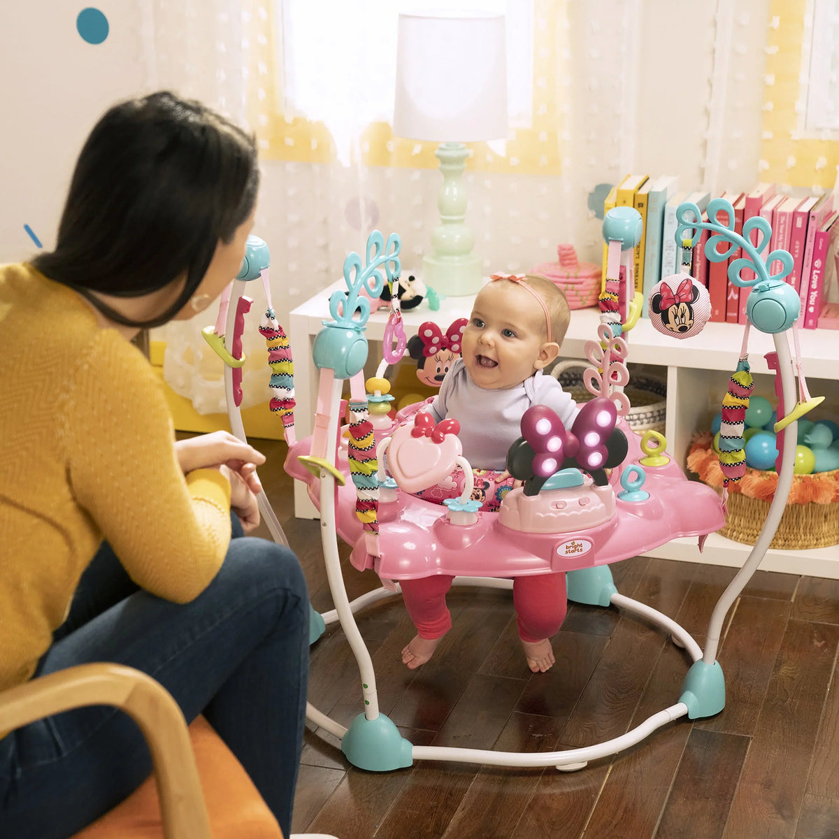 Bright Starts Disney Baby Minnie Mouse PeekABoo Activity Jumper Bouncer With Lights & Music - 10299