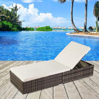 GoDecor Outdoor Rattan Chaise Lounge Chair, Gray