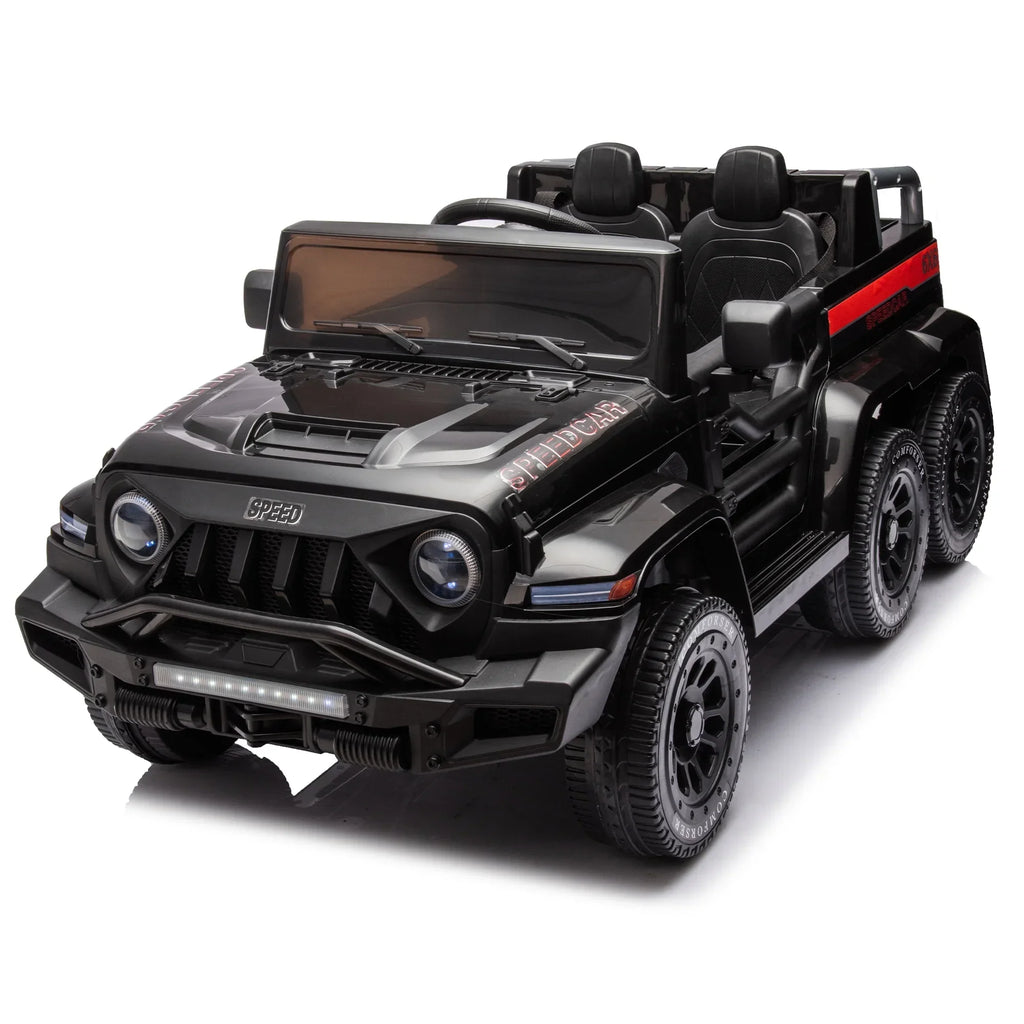 24V 6-Wheel 4WD Kids' Ride-On Pickup Truck With Remote Control - Black