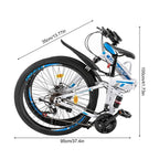 Outroad 26 inch 21 Speed Full Suspension Folding Mountain Bike, High-Carbon Steel, Double Disc Brakes - 120kg Capacity