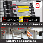Bowoshen Telescopic Ladder 16.5 ft Aluminum 8 x 2 Steps 330 lb