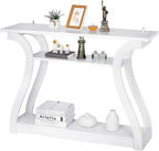 3-Tier Console Table With Storage Shelves - White