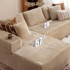 ovios 104in L-Shape Sectional Sofa With Chaise, Grey Plush Corduroy Fabric